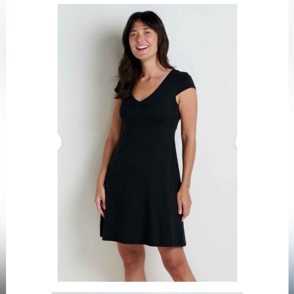 🐸 Horny Toad Rosemarie Dress Women Sz M Black Heathered Tencel Organic Cotton - Picture 4 of 9